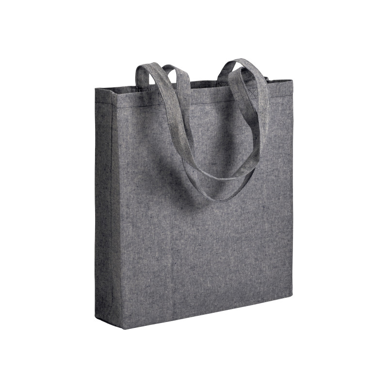 Bolsa de algodón reciclado efecto melange, asas largas y fuelles