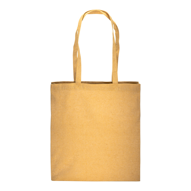 Bolsa de algodón reciclado efecto melange, asas largas y fuelles