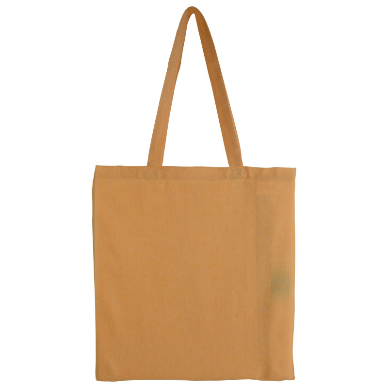 Bolsa de algodón reciclado efecto melange, asas largas y fuelles
