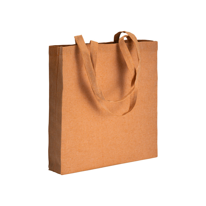 Bolsa de algodón reciclado efecto melange, asas largas y fuelles