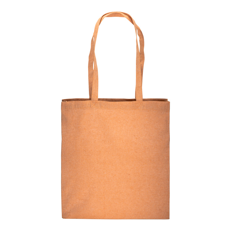 Bolsa de algodón reciclado efecto melange, asas largas y fuelles