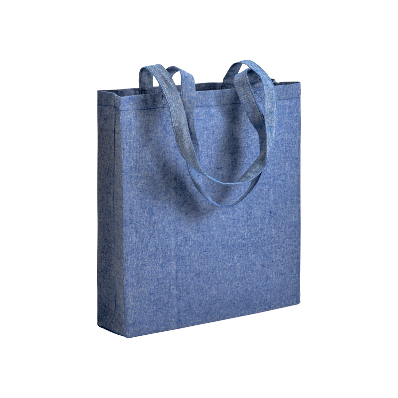 Bolsa de algodón reciclado efecto melange, asas largas y fuelles