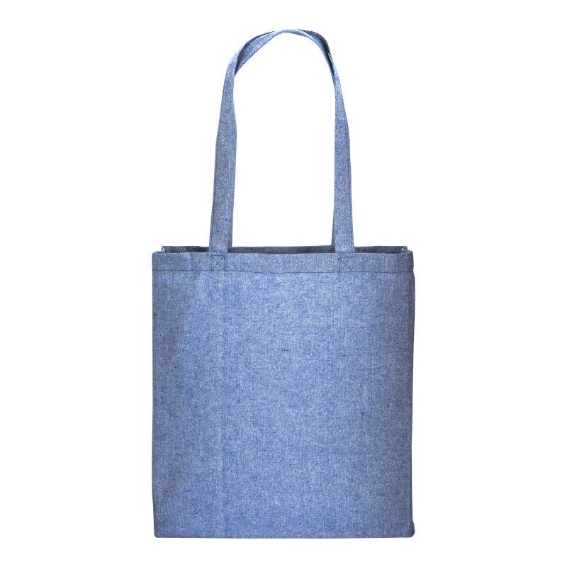 Bolsa de algodón reciclado efecto melange, asas largas y fuelles