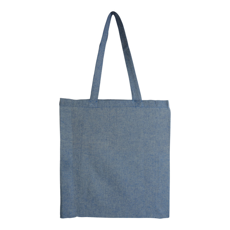 Bolsa de algodón reciclado efecto melange, asas largas y fuelles