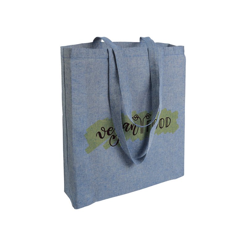 Bolsa de algodón reciclado efecto melange, asas largas y fuelles