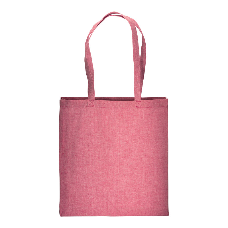 Bolsa de algodón reciclado efecto melange, asas largas y fuelles