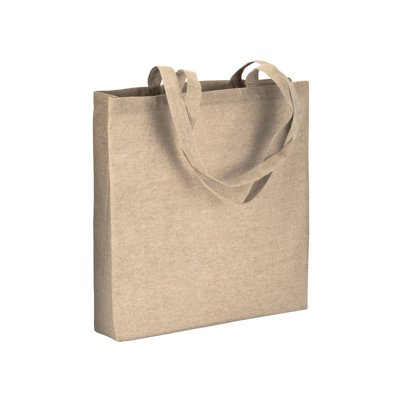 Bolsa de algodón reciclado efecto melange, asas largas y fuelles