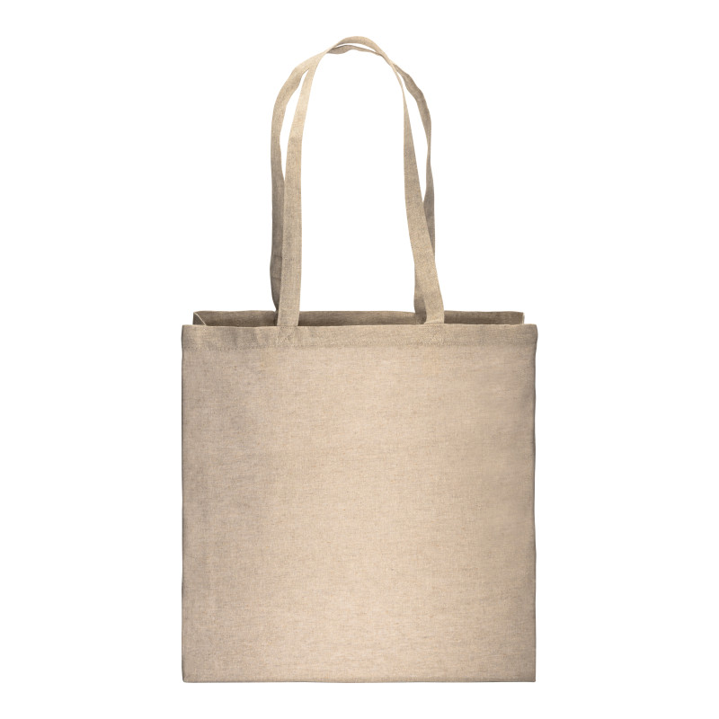 Bolsa de algodón reciclado efecto melange, asas largas y fuelles