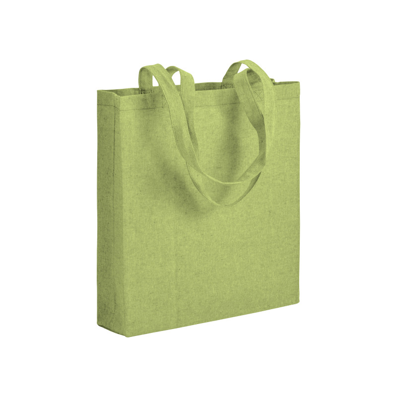 Bolsa de algodón reciclado efecto melange, asas largas y fuelles