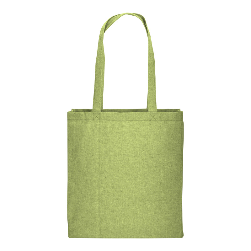 Bolsa de algodón reciclado efecto melange, asas largas y fuelles