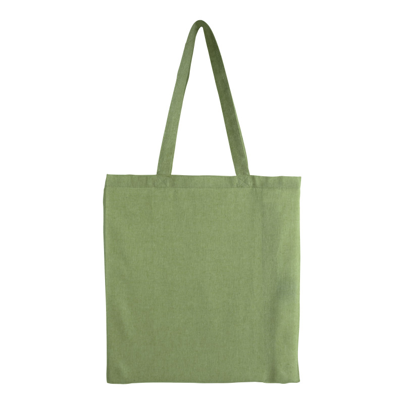 Bolsa de algodón reciclado efecto melange, asas largas y fuelles