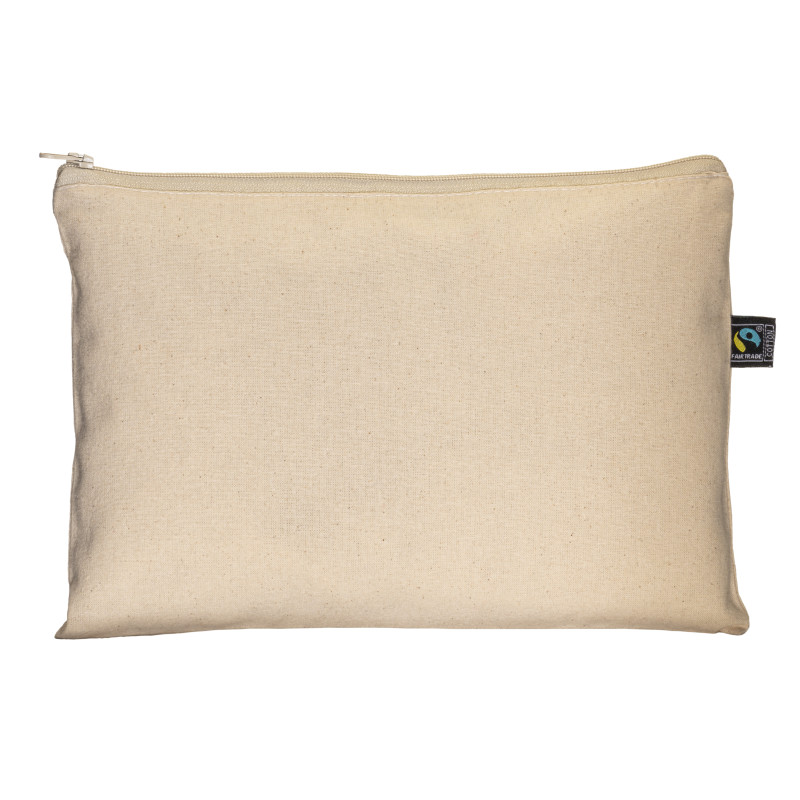 Neceser de algodón FAIRTRADE® de 180 g/m2 con cierre de cremallera