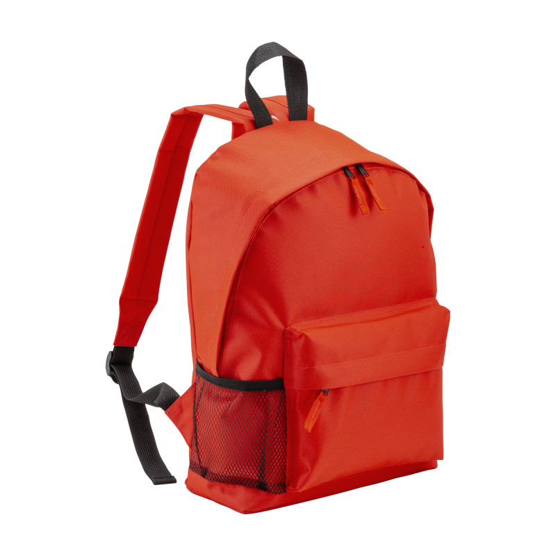Mochila de poliéster reciclado R-PET con bolsillo exterior con cremallera