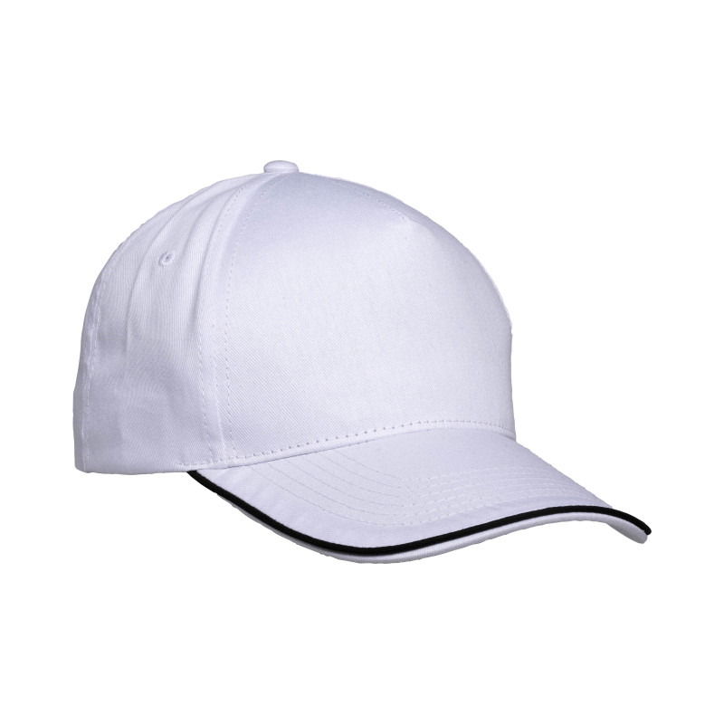 Gorra de algodón de 5 paneles, visera tipo sandwich en contraste y cierre con velcro