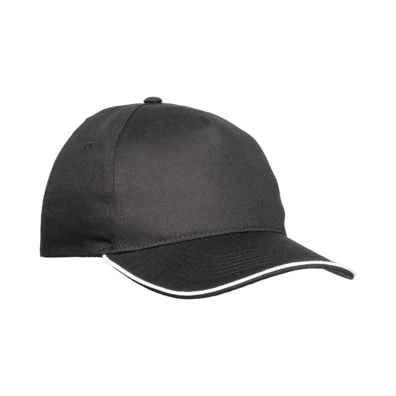 Gorra de algodón de 5 paneles, visera tipo sandwich en contraste y cierre con velcro