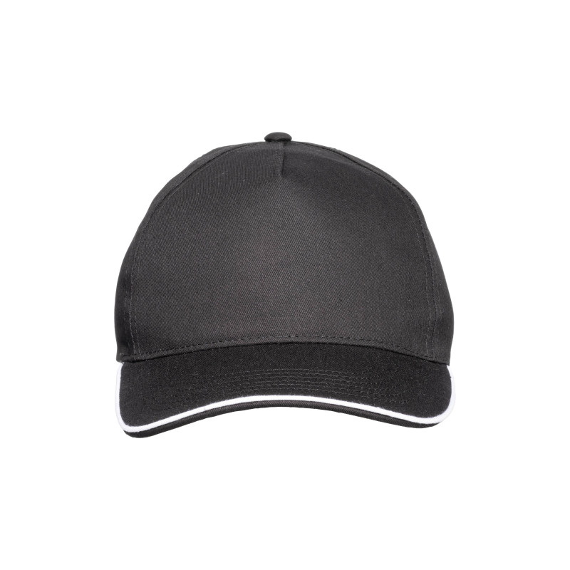 Gorra de algodón de 5 paneles, visera tipo sandwich en contraste y cierre con velcro