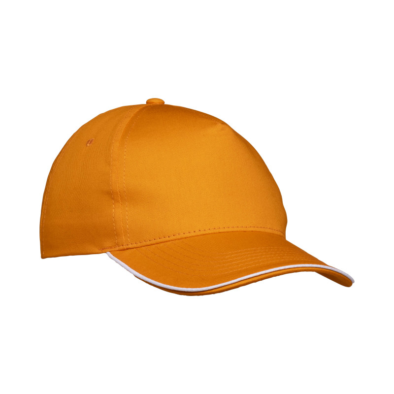 Gorra de algodón de 5 paneles, visera tipo sandwich en contraste y cierre con velcro
