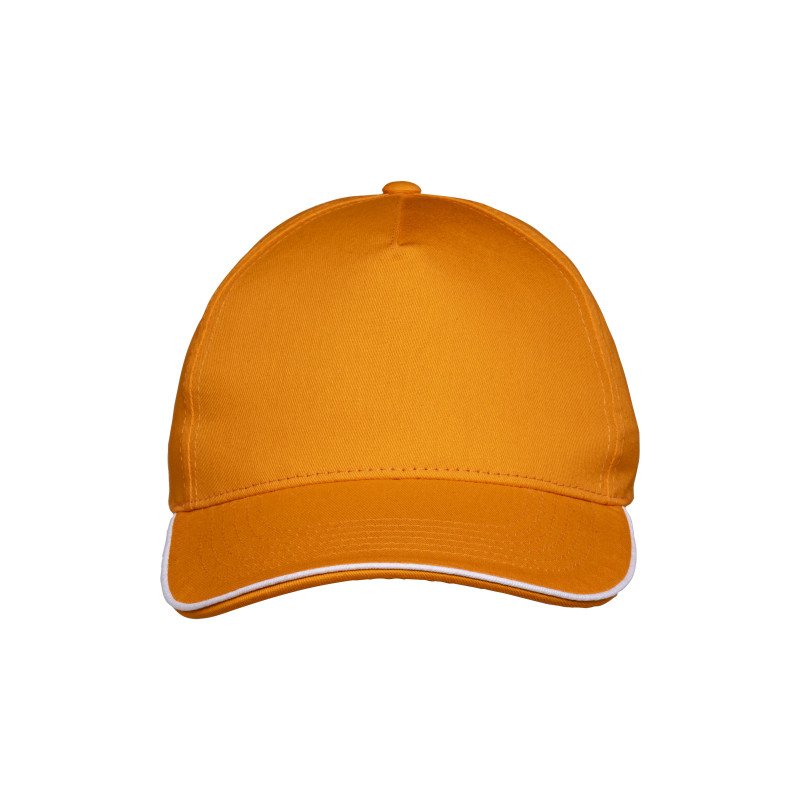 Gorra de algodón de 5 paneles, visera tipo sandwich en contraste y cierre con velcro