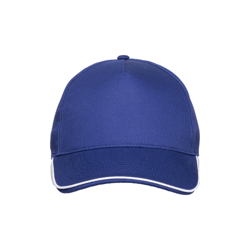 Gorra de algodón de 5 paneles, visera tipo sandwich en contraste y cierre con velcro