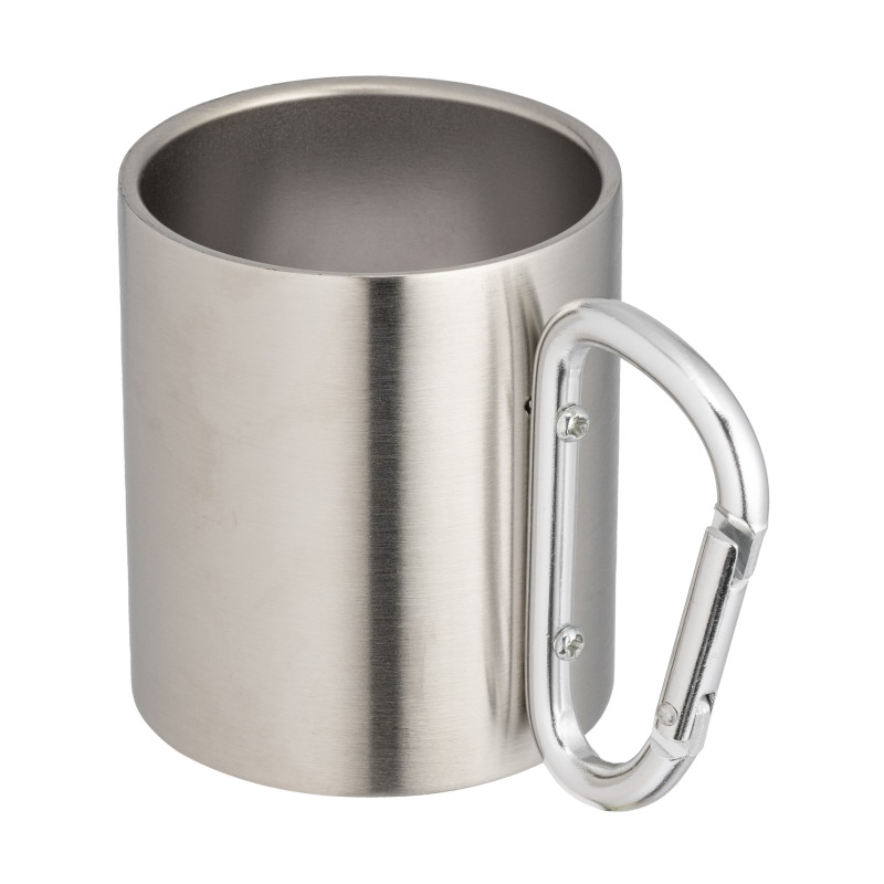 Vaso de acero con asa de mosquetón de aluminio, 200 ml