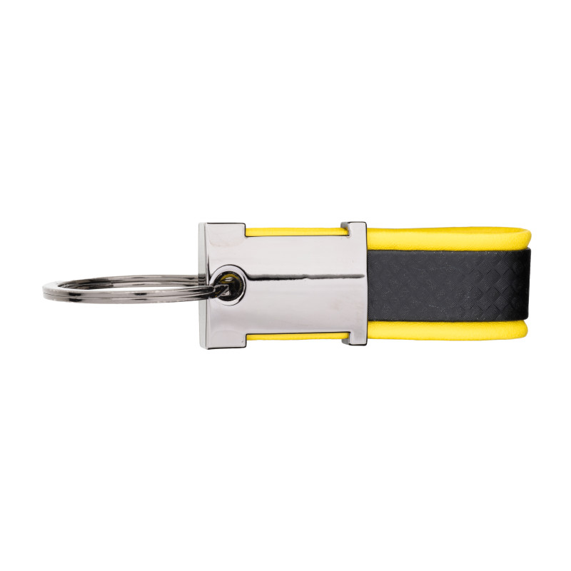Llavero de metal bruñido y PU bicolor, con espacio apto para logotipo de resina