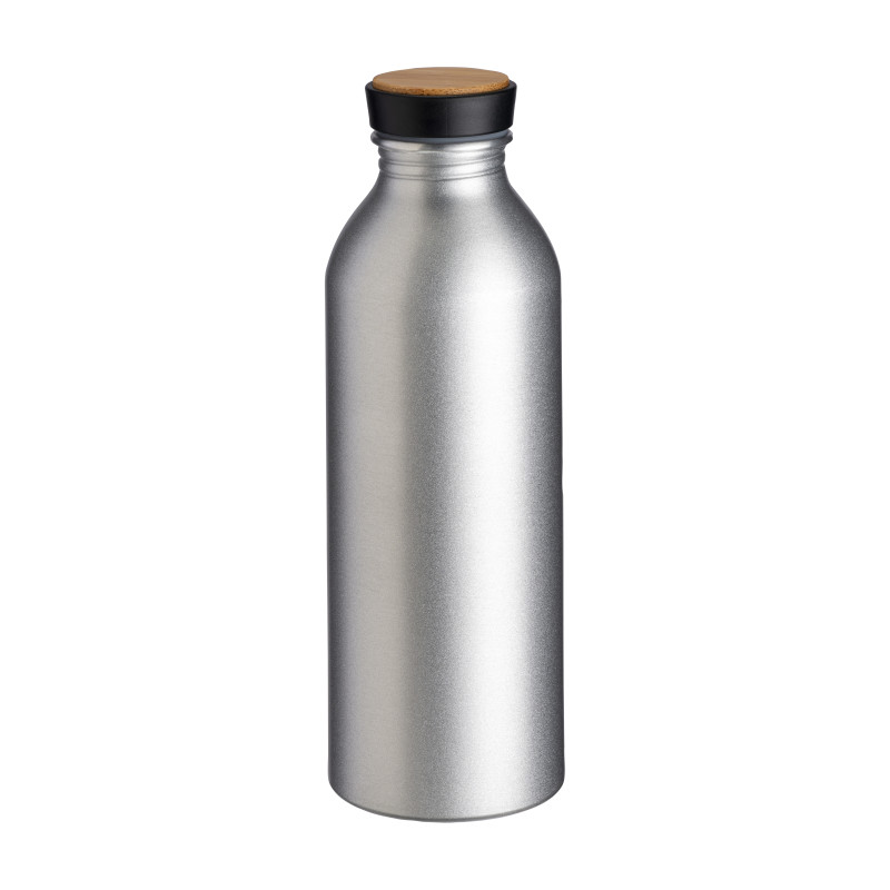 Botella de aluminio con tapón con inserto de bambú, 500 ml