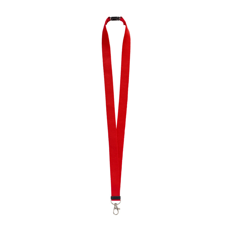 Lanyard para el cuello de poliéster reciclado R-PET con mosquetón y cierre de seguridad