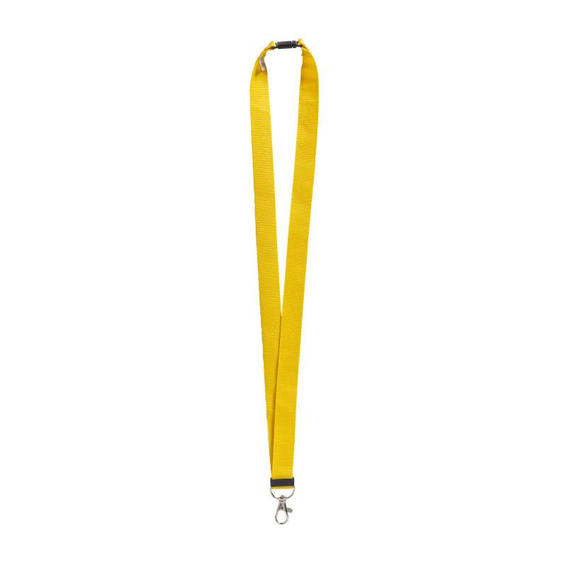 Lanyard para el cuello de poliéster reciclado R-PET con mosquetón y cierre de seguridad