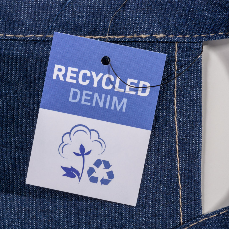 Delantal de camarero de algodón vaquero denim reciclado .