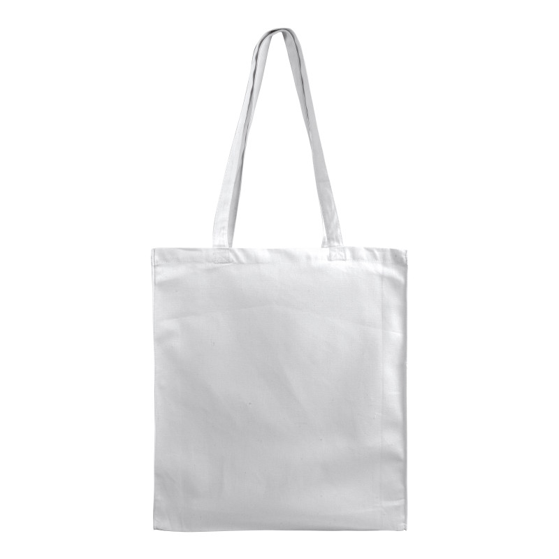 Bolsa de algodón/poliéster reciclado de 180 g/m2, asas largas y fuelle